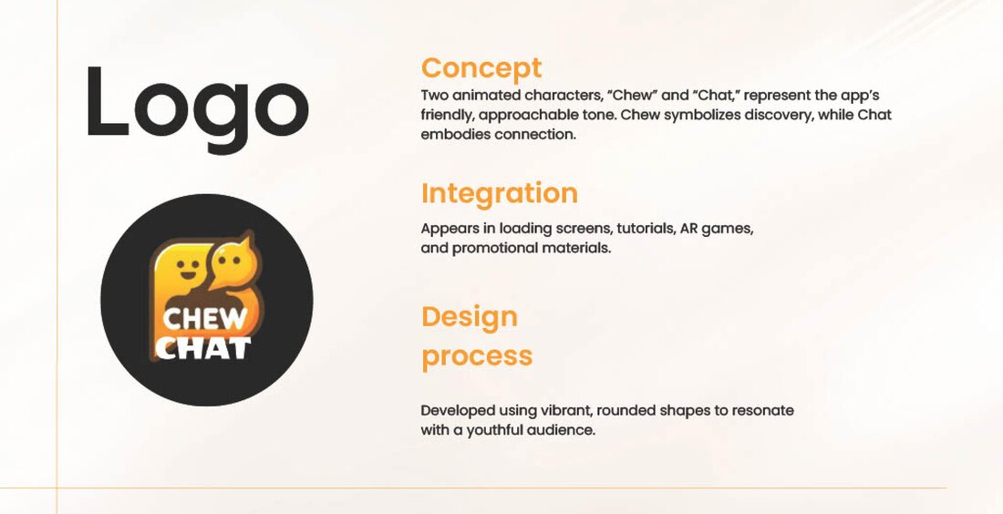 ChewChat logo concept, integration, and design process