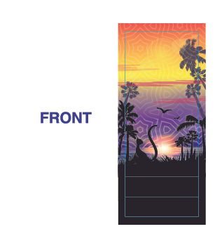 Brow-shaping scissors packaging front, California sunset