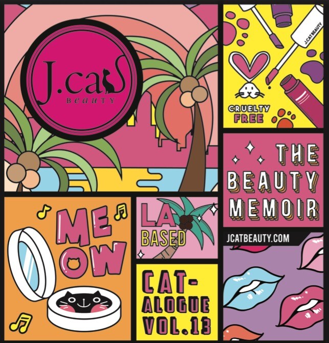J.Cat Beauty catalogue collage, graphic design work