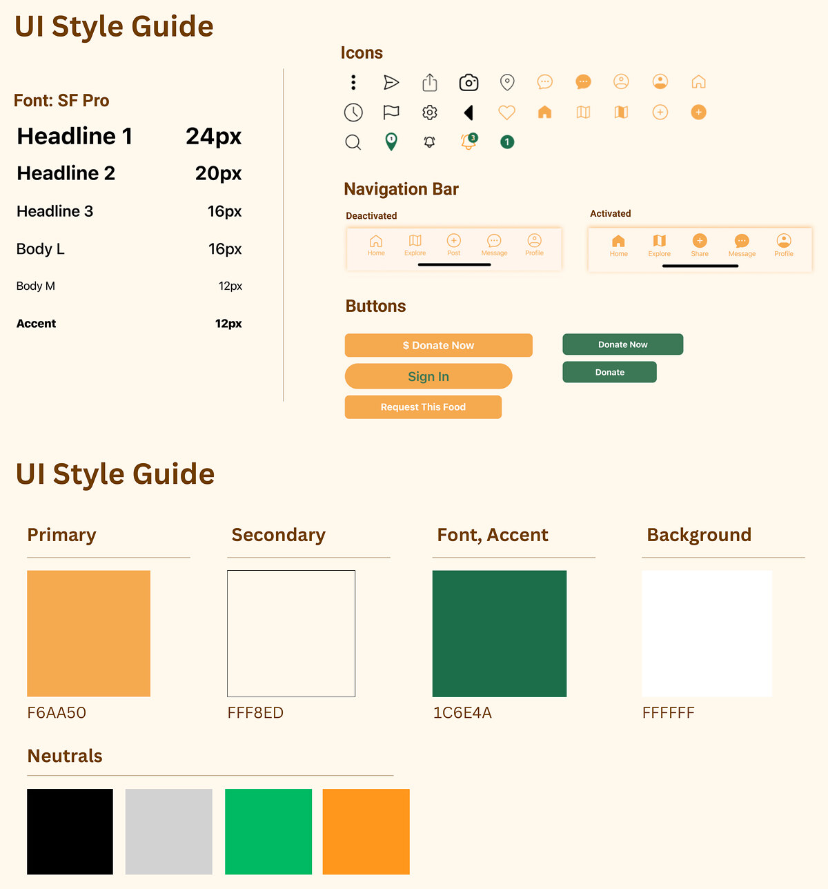 UI style guide: icons, type, and color palette