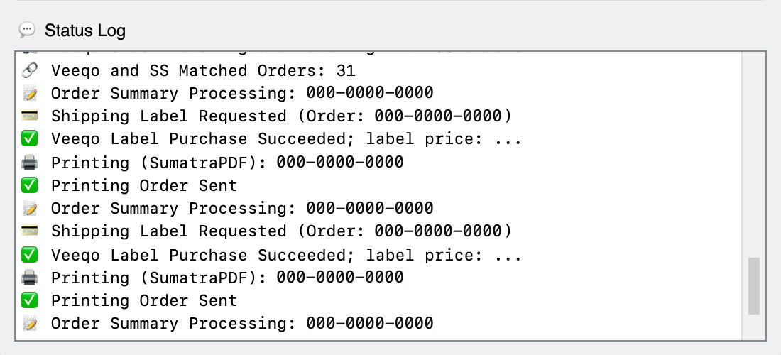 Version 1.4 status log: plain text lines with no progress indicator