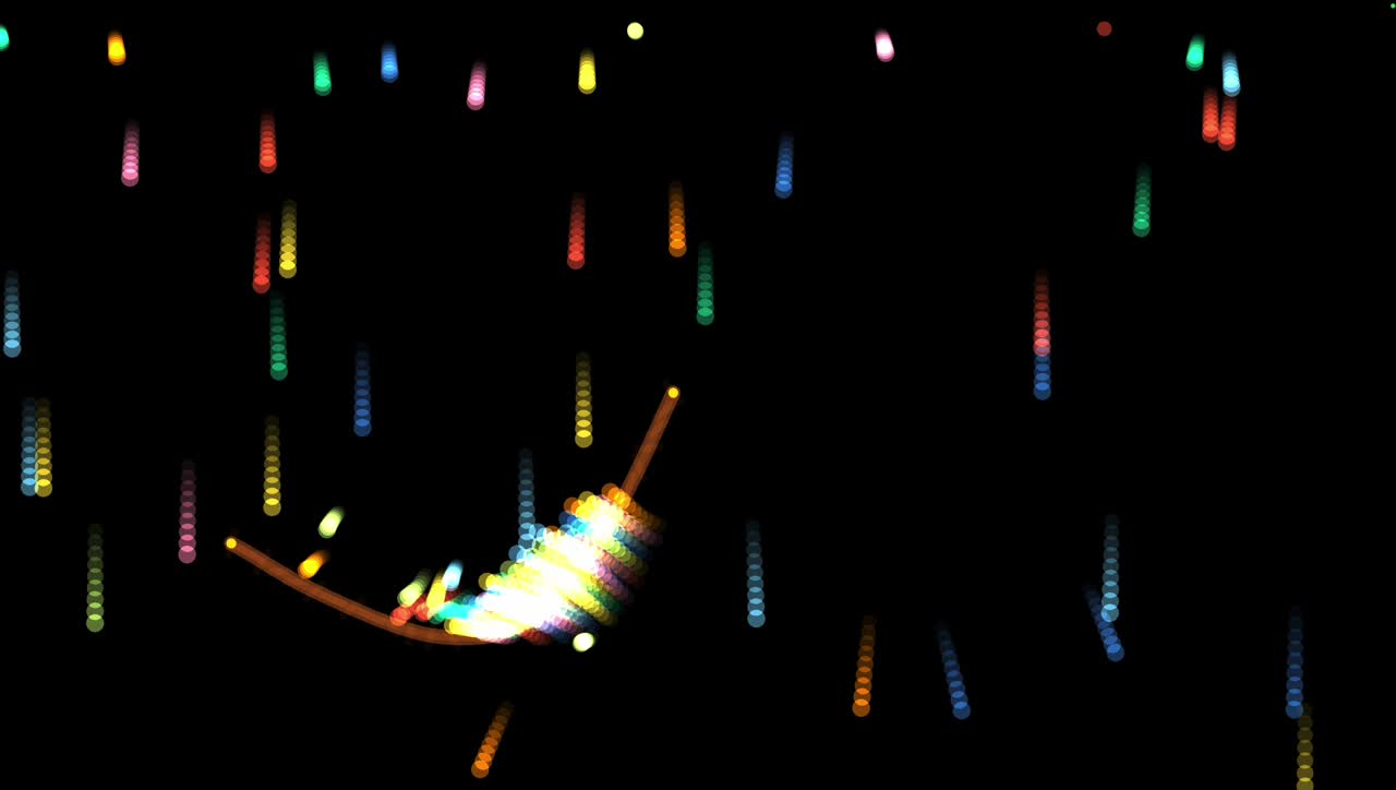 Prism Catch: falling prism light caught on a drawn curve
