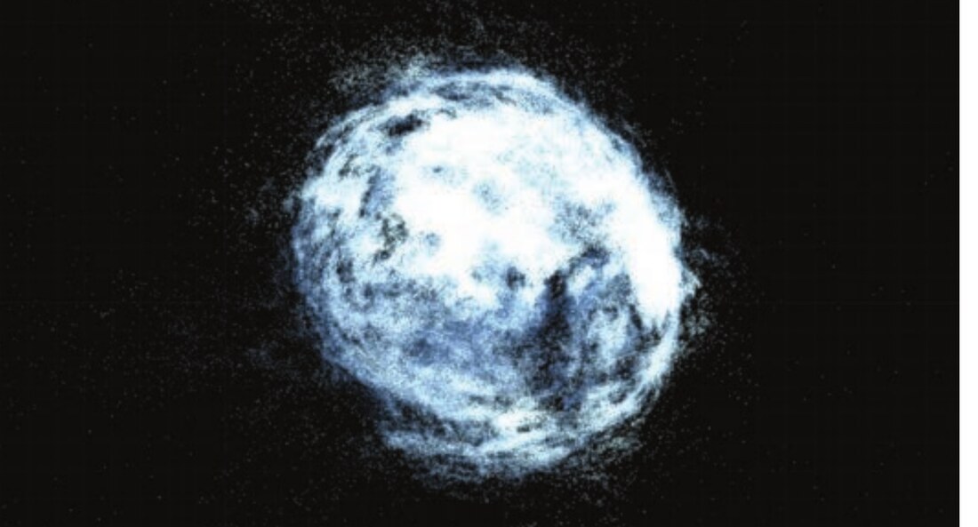 Particle field with closer hand distance, cohesive sphere