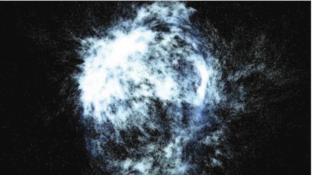 Particle field with wider hand distance, dispersed cloud