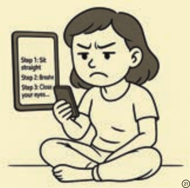 Storyboard 01: opening a rigid wellness app, frustrated